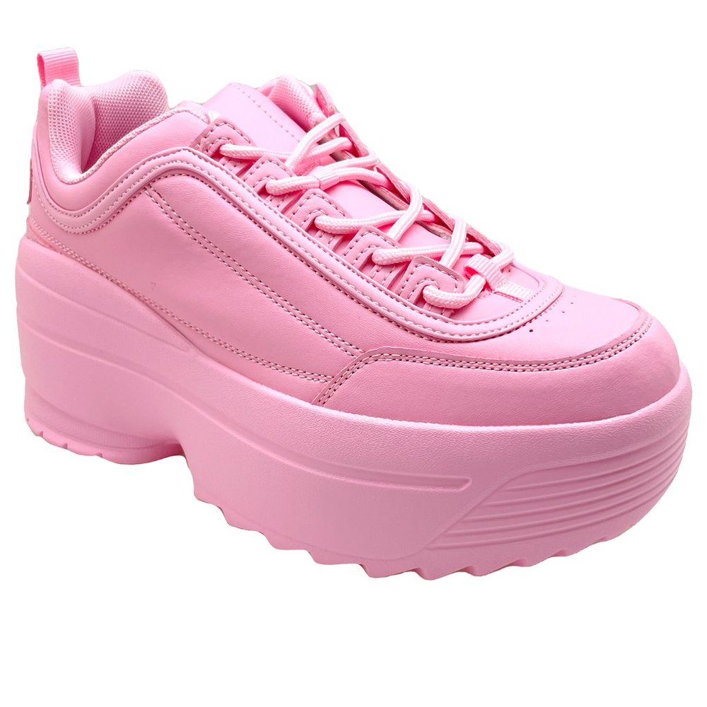 NEW Berness - LILY 5005 Sugar Pop Pink Platform Sneakers - Picture 6 of 6